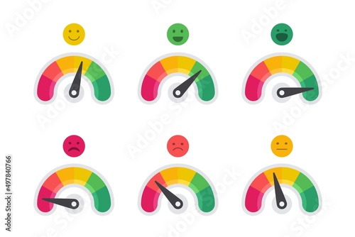 God bad scale. Vector customer feedback scale and satisfaction meter. Vector diagram infographic element