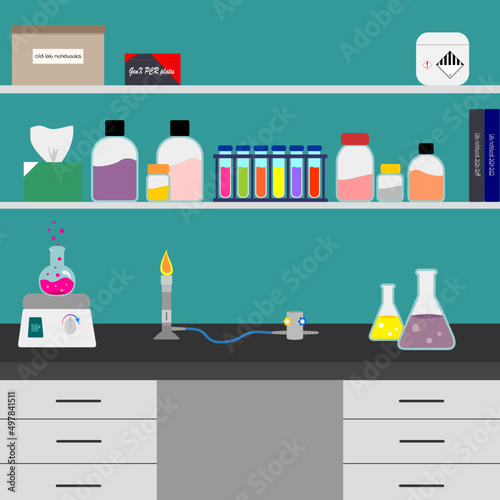 Active laboratory experiment on lab bench