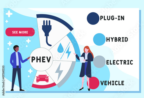 PHEV - Plug-in Hybrid Electric Vehicle acronym. business concept background.  vector illustration concept with keywords and icons. lettering illustration with icons for web banner, flyer, landing pag