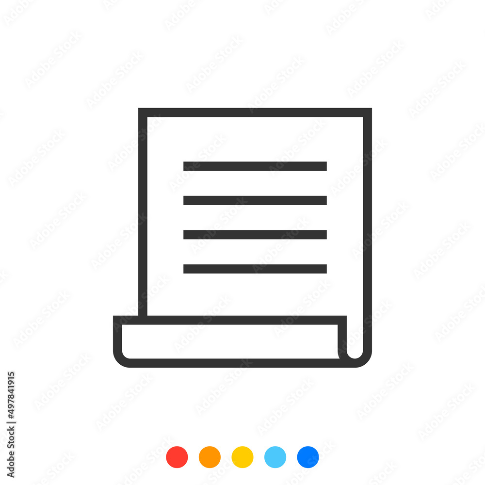 Document Outline icon of The Script, Scroll Paper icon, Vector and Illustration.