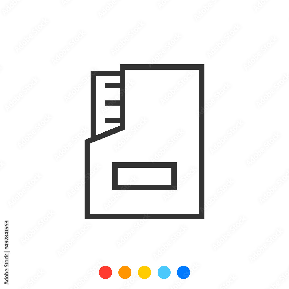 Document paper in Folder Outline icon, Vector and Illustration. Document paper in Folder Outline icon, Vector and Illustration.