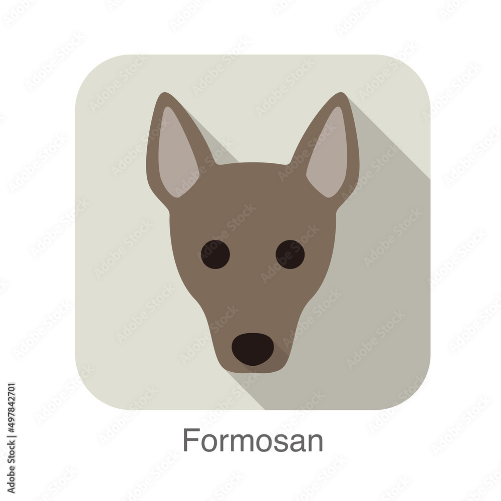Formosan dog face flat icon, dog series