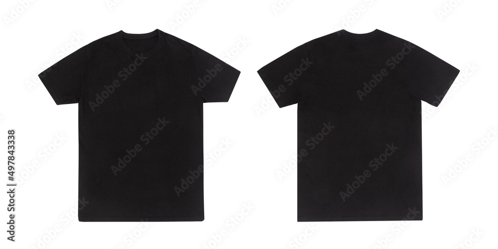 Black T-shirts front and back use for design isolated on white