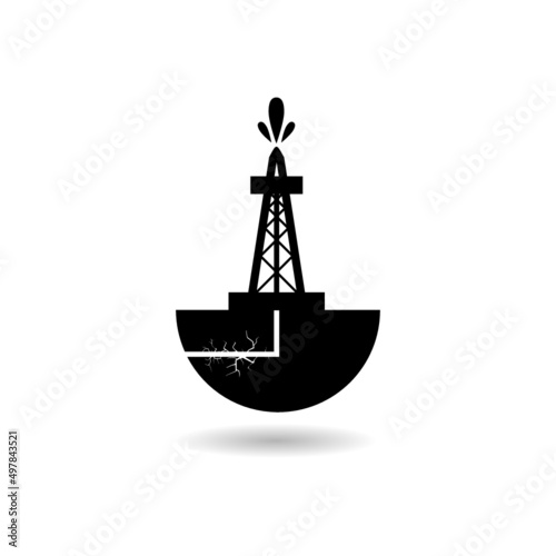 Oil gushing from the tower icon with shadow