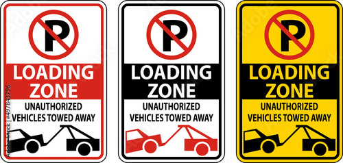 No Parking Loading Zone Sign On White Background