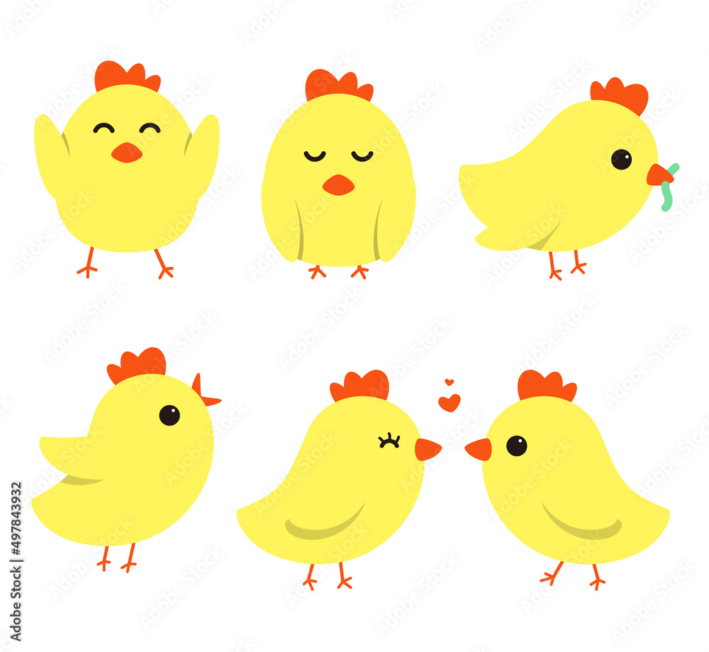 Cute cartoon chicken/bird icon, vector illustration.
