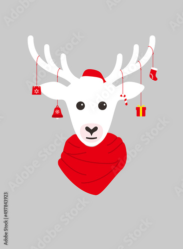 Portrait of deer, wearing something, cool style