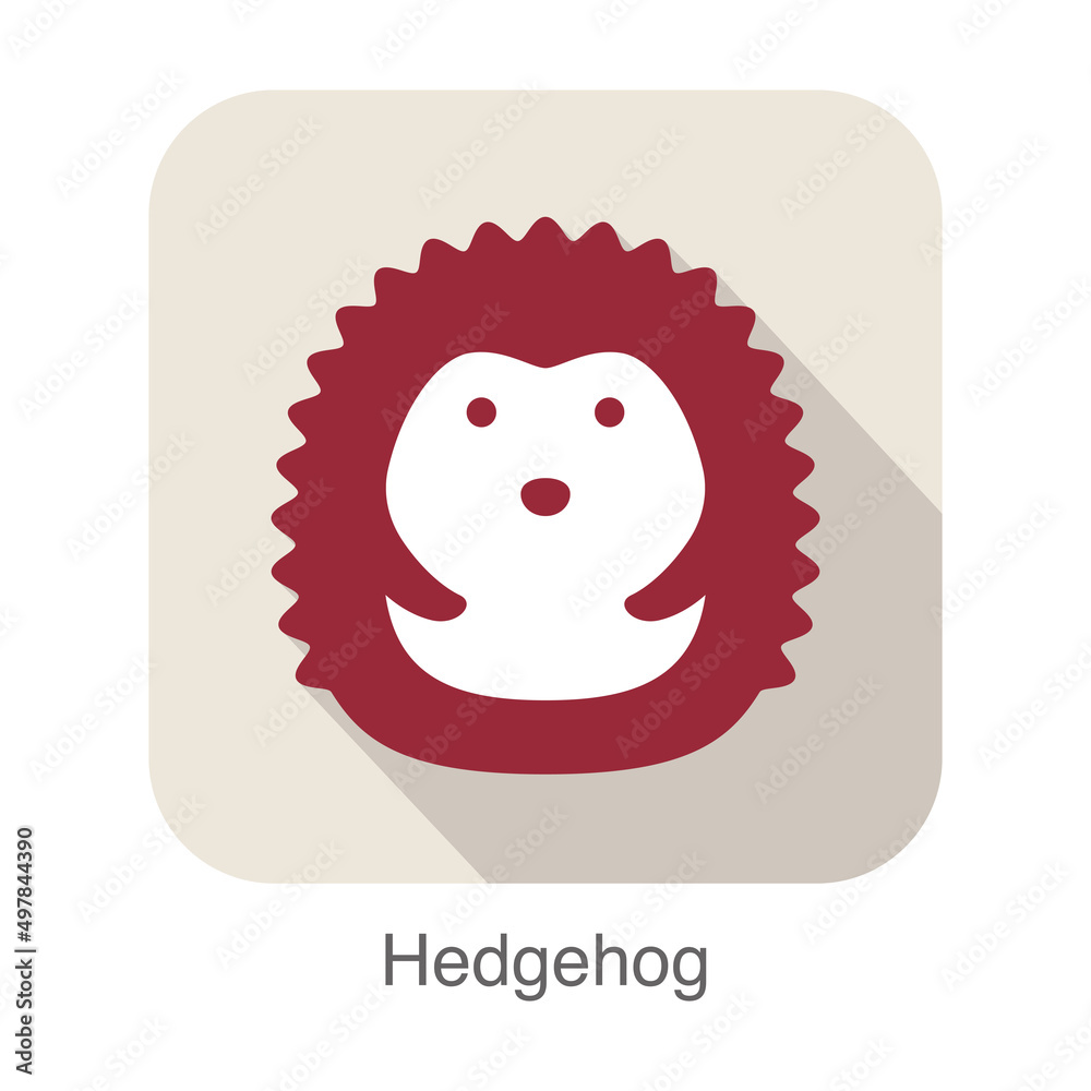 Obraz premium hedgehog face flat icon design. Animal icons series, vector illustration
