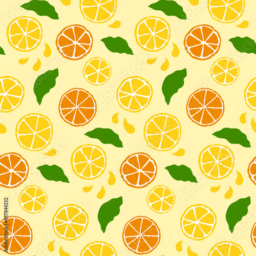 Seamless vector pattern of a lemon slices