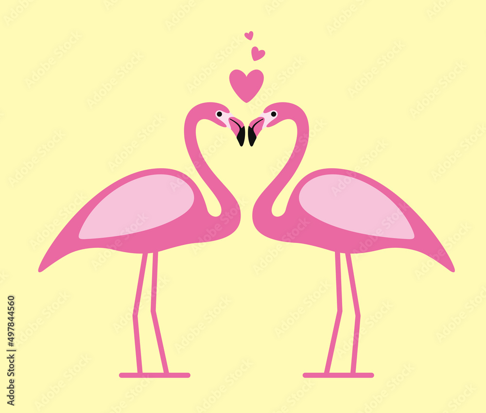 Fototapeta premium two Flamingos face to face, lover, vector