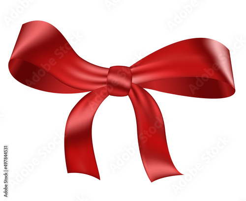 Red bow isolated on white background. Vector illustration.