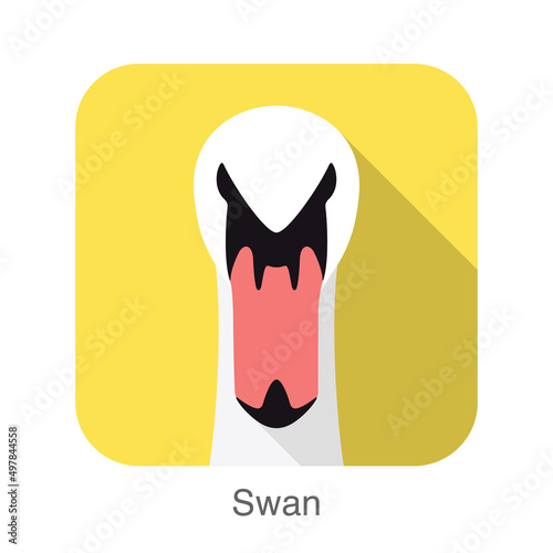 swan head vector icon, front face, vector