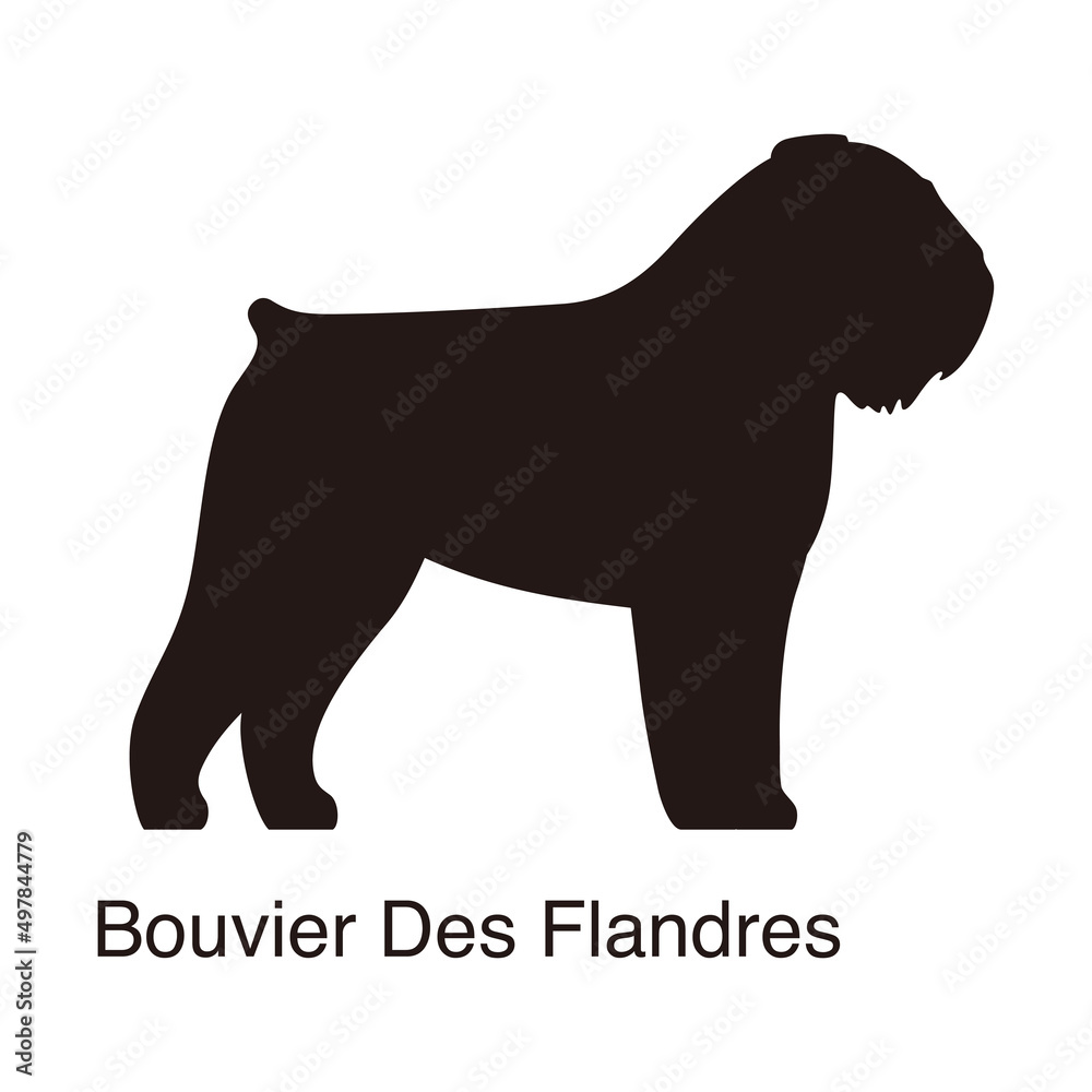 Bouvier dog silhouette, side view, vector illustration