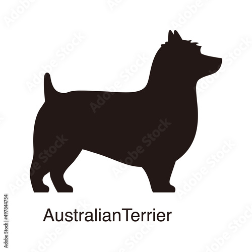 Australian Terrier dog silhouette, side view, vector illustration