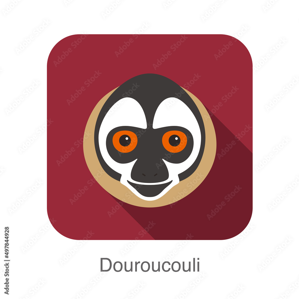 Naklejka premium cute monkey face, Douroucouli flat icon design, vector illustration
