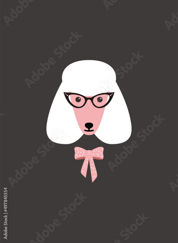 Portrait of dog, wearing glasses, like a lady, cool style, cosplay