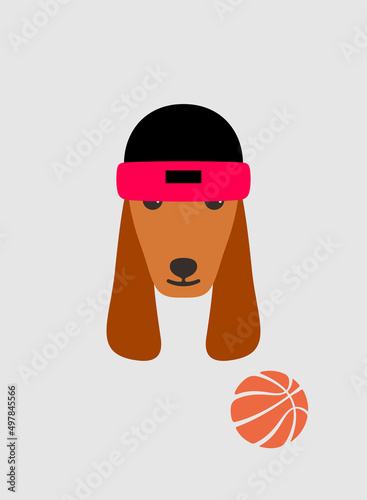 Portrait of dog, wearing Scarf, Like a basketball player, cool style, cosplay