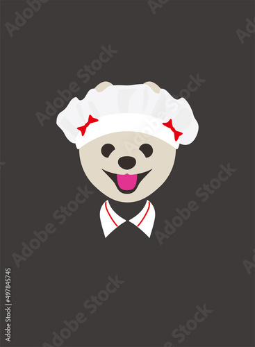 Portrait of dog, wearing waiter cap, like cleaning aunt, cool style, cosplay