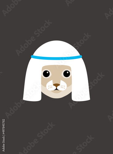 Portrait of cat, wearing traditional Arabic or muslim hat, like Arabian, cool style, cosplay