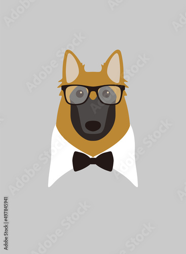 Portrait of dog, wearing something, cool style, like a boss