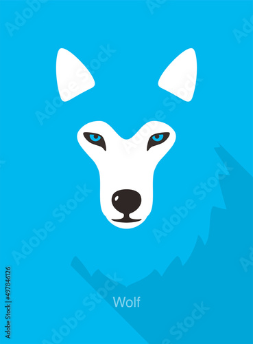 Wolf face flat icon design, vector illustration