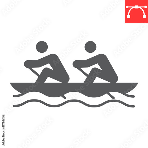 Rowing sport glyph icon, sport and kayaking, Rowing vector icon, vector graphics, editable stroke solid sign, eps 10.
