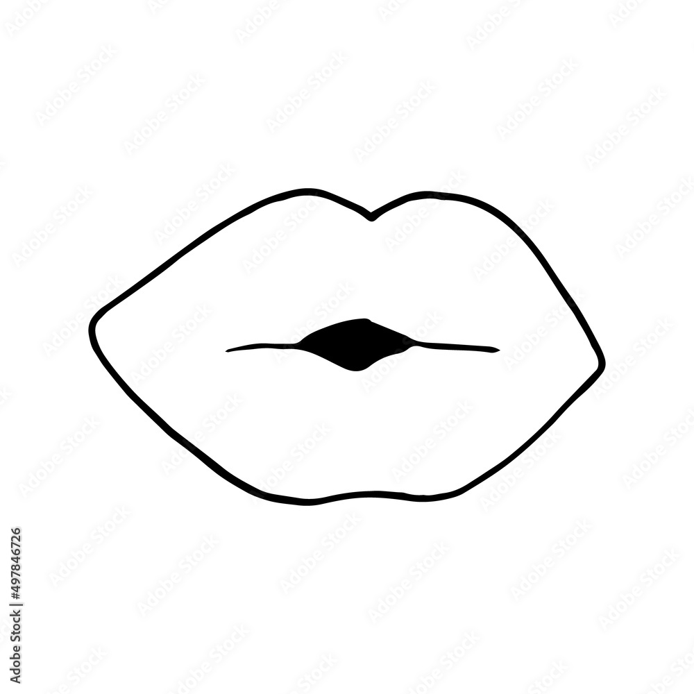 lips icon. mouth vector illustration hand drawn in doodle style. line art, nordic, scandinavian, minimalism, monochrome. sticker. lips icon. mouth vector illustration hand drawn in doodle style. line art, nordic, scandinavian, minimalism, monochrome. sticker.
