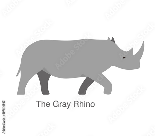 Flat gray rhino body design vector illustration