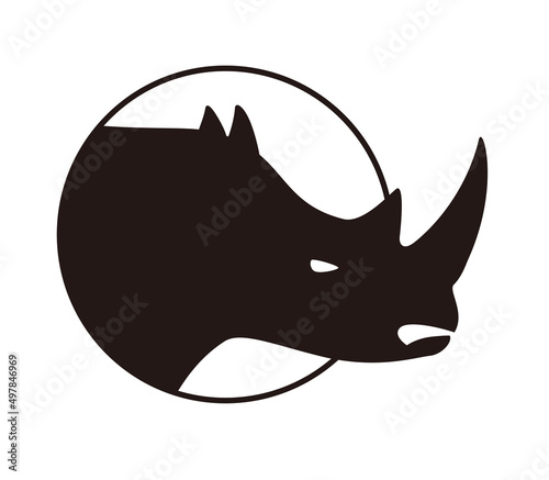 Angry rhino flat icon vector illustration