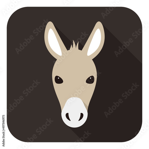 Donkey face flat icon simple design vector illustration