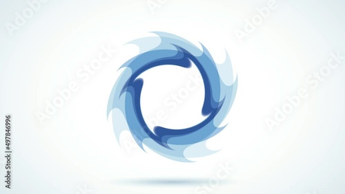 Blue Vortex background. Wash and cooling concept. Fan in motion. Animated illustration. Seamless loop