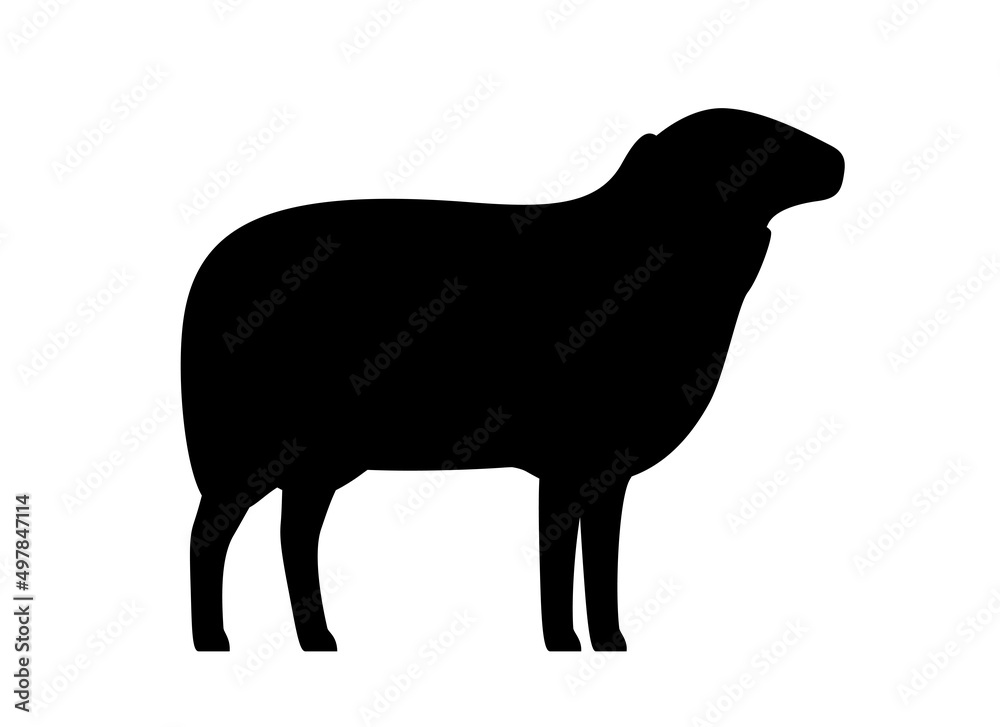 Sheep, farm animal black icon, vector illustration