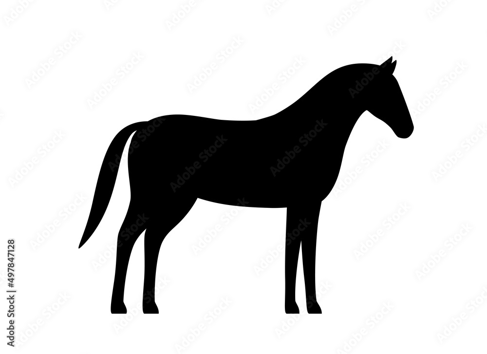 Obraz premium Horse, farm animal black icon, vector illustration