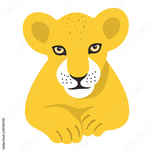 Little big cat, lion cub, vector illustration