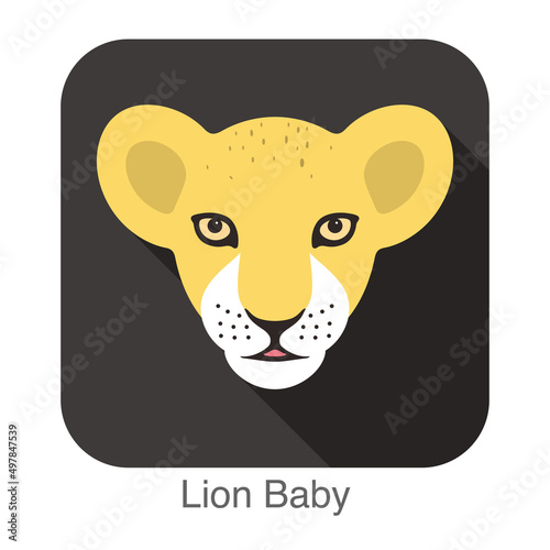 Cute Lion baby, Cat breed face cartoon flat icon design