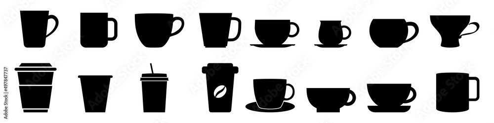 Coffee cup icon vector set. Tea cup illustration sign collection. Mocha symbol or logo.