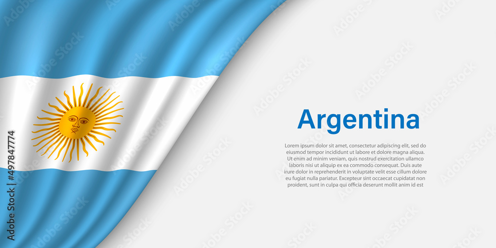 Wave flag of Argentina on white background.
