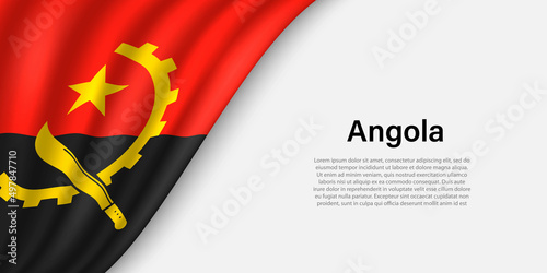 Wave flag of Angola on white background. photo