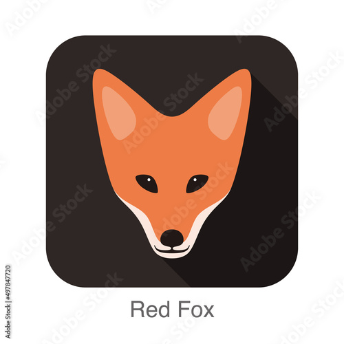 Fox face flat icon design, vector illustration © hakule