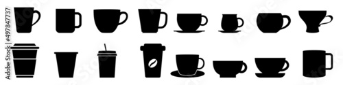 Coffee cup icon vector set. Tea cup illustration sign collection. Mocha symbol or logo. photo
