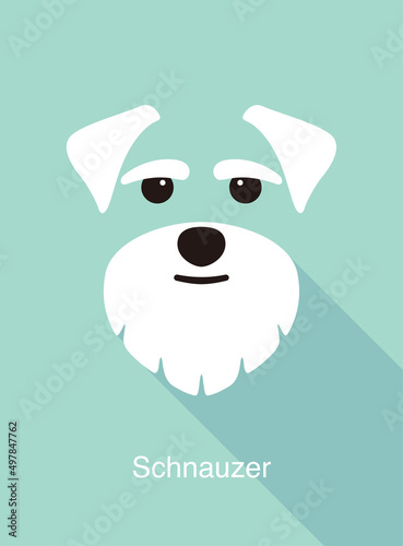 Schnauzer dog face flat icon design, vector illustration