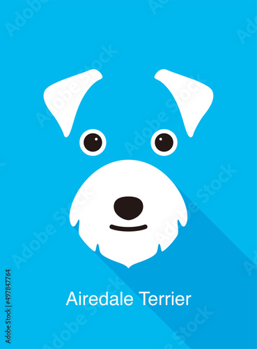 Airedale Terrier dog face flat icon design, vector illustration