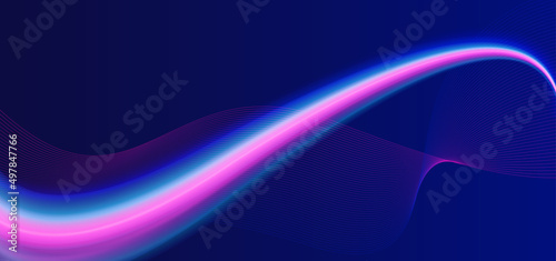 Abstract background with light speed lines. Illustration of light path with future concept.