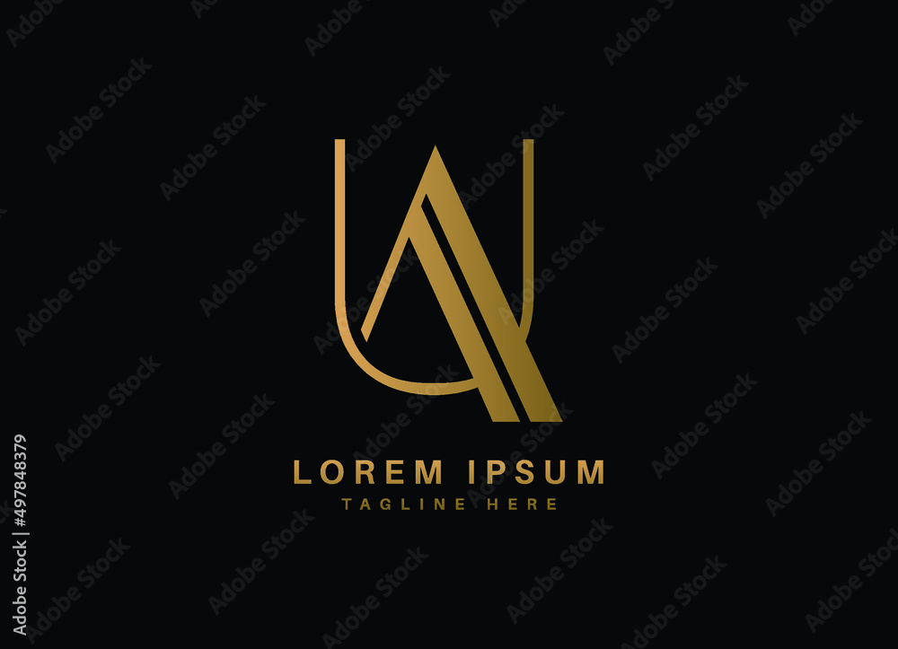 UA Modern letter golden logo design, ua UA Modern letter golden logo design, ua