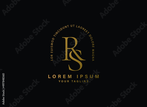 RS letter golden logo design, RS logo