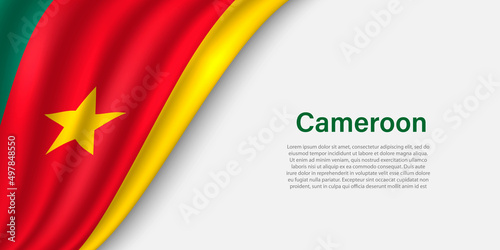 Wave flag of Cameroon on white background. photo