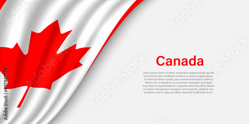 Wave flag of Canada on white background.