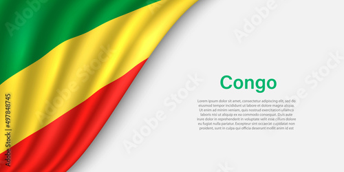 Wave flag of Congo on white background.