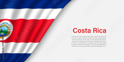 Wave flag of Costa Rica on white background. photo