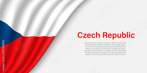 Wave flag of Czech Republic on white background.